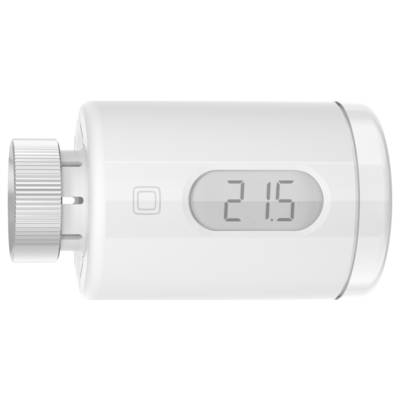 Ein digitales Thermostat in seitlicher Ansicht zeigt '21,5' auf dem Display an.