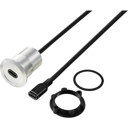 Thumbnail - USB-C® (3.1) Buchse/Buchse 1 m Kabel silber TC-13376300 TRU COMPONENTS Inhalt: 1 St.
