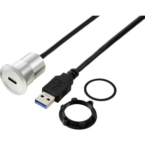 Thumbnail - USB-C® (3.1) Buchse/USB-A (3.0) Stecker 1 m Kabel silber TC-13376308 TRU COMPONENTS Inhalt: 1 St.