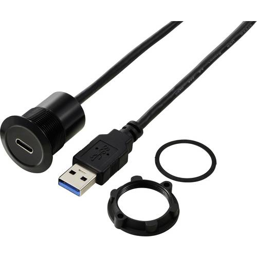 Thumbnail - USB-C® (3.1) Buchse/USB-A (3.0) Stecker 1 m Kabel schwarz TC-13376312 TRU COMPONENTS Inhalt: 1 St.