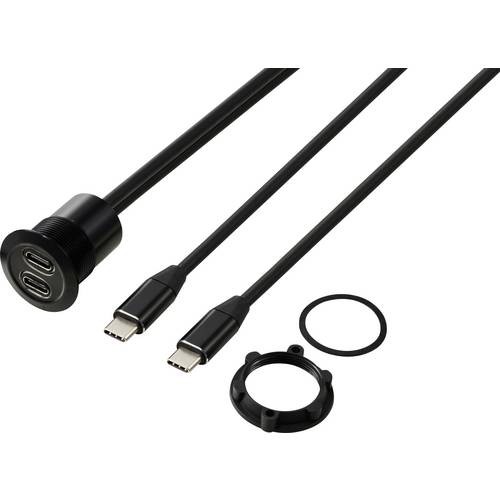 Thumbnail - USB-C® (3.1) 2x Buchse/Stecker 1 m Kabel schwarz TC-13376320 TRU COMPONENTS Inhalt: 1 St.