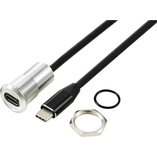 Thumbnail - USB-C® (3.1) Buchse/Stecker 1 m Kabel silber TC-13376324 TRU COMPONENTS Inhalt: 1 St.