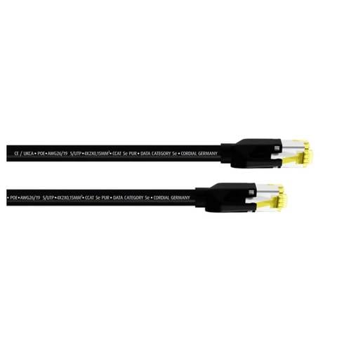 Cordial 15535 RJ45 Netzwerkkabel, Patchkabel CAT 5e S/UTP 1.5 m Schwarz PUR-Mantel 1 St.