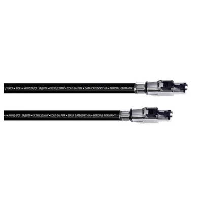 Cordial 15608 RJ45 Netzwerkkabel, Patchkabel CAT 6a SF/UTP 1.00 m Schwarz PUR-Mantel 1 St.