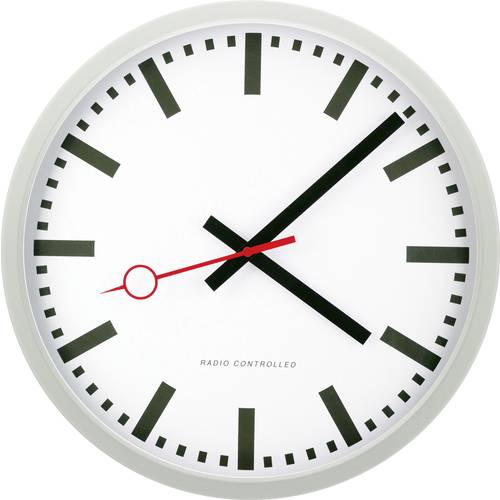 EUROTIME 59530-07 Funk Wanduhr 35 cm Silber Leisegang-Uhrwerk