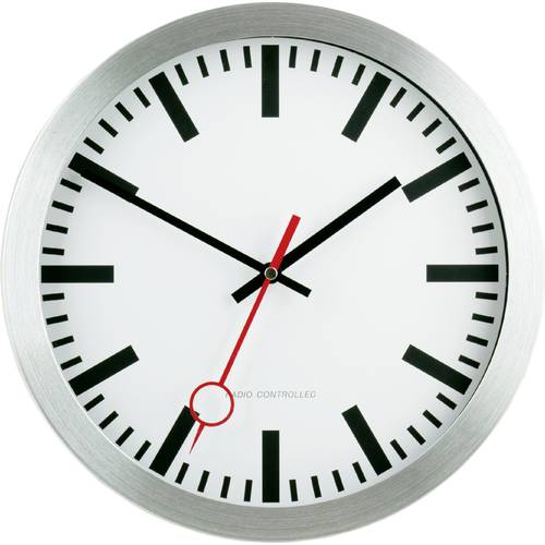 EUROTIME 59002-07 Funk Wanduhr 30 cm Silber