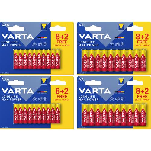 Varta Longlife Max Power Batterie-Set Mignon, Micro 40er Set