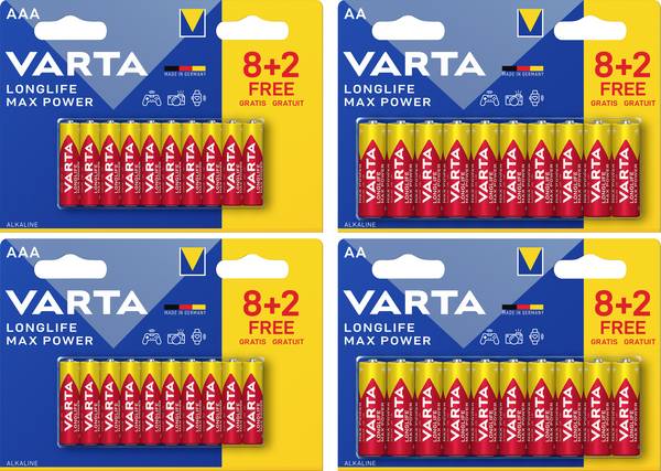 Varta Longlife Max Power Batterie-Set Mignon, Micro 40er Set