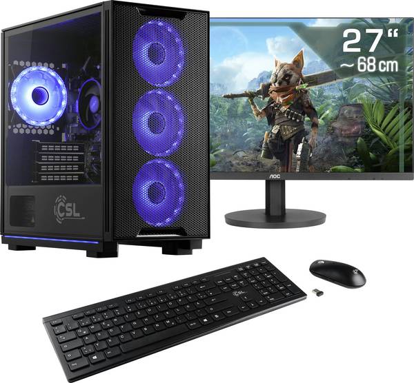 CSL Computer Gaming PC M11320H 68.6 cm (27 Zoll) WQHD AMD Ryzen 7 9700X 32 GB RAM 1 TB SSD AMD Radeon™ Onboard Graphics Win 11 Home 92261