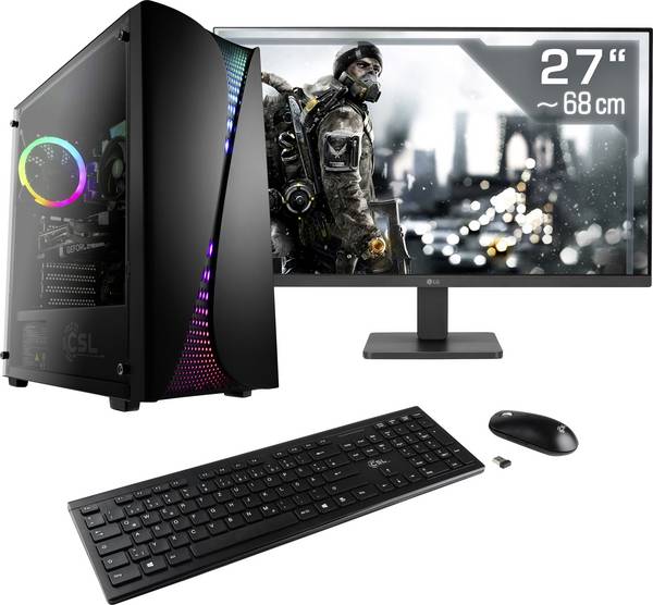 CSL Computer Gaming PC M11460H 68.6 cm (27 Zoll) Full HD AMD Ryzen 5 5600 16 GB RAM 1 TB SSD Nvidia GeForce RTX™ 3050 6 GB GDDR6 Win 11 Home 92278