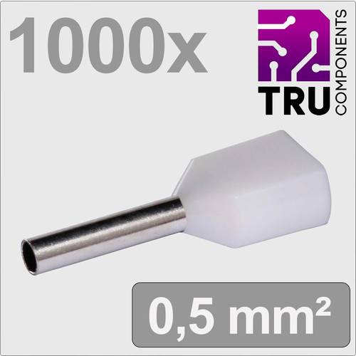 TRU COMPONENTS TC-13377224 Zwillings-Aderendhülse 0.5 mm² Teilisoliert Weiß 1000 St.