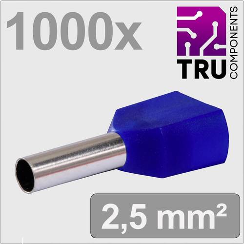 TRU COMPONENTS TC-13377240 Zwillings-Aderendhülse 2.5 mm² Teilisoliert Blau 1000 St.