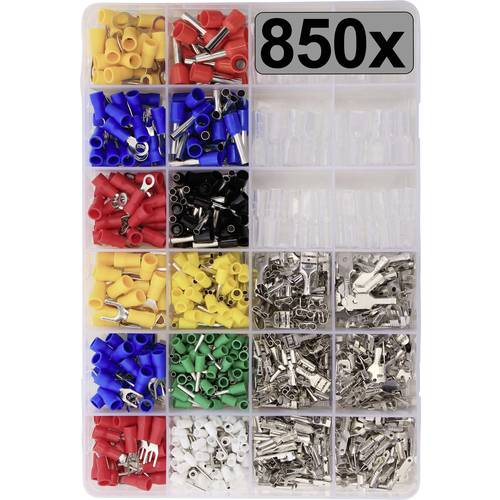 TRU COMPONENTS TC-13377256 Quetschverbinder-Sortiment 0.5 mm² 6 mm² Rot, Blau, Gelb, Grün, Weiß, Transparent 850 St.