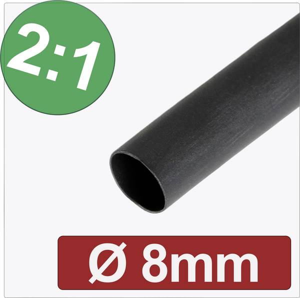 Quadrios 24CA265 Schrumpfschlauch ohne Kleber Schwarz 8 mm 4 mm Schrumpfrate:2:1 Meterware