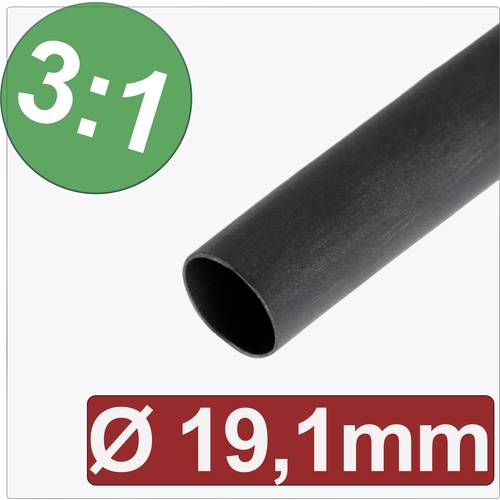 Thumbnail - Quadrios 24CA291 Schrumpfschlauch mit Kleber Schwarz 19.10 mm 6.37 mm Schrumpfrate:3:1 Meterware
