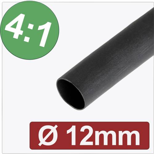 Thumbnail - Quadrios 24CA299 Schrumpfschlauch mit Kleber Schwarz 12 mm 3 mm Schrumpfrate:4:1 Meterware