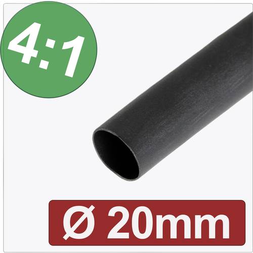 Thumbnail - Quadrios 24CA301 Schrumpfschlauch mit Kleber Schwarz 20 mm 5 mm Schrumpfrate:4:1 Meterware