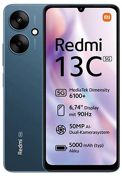Xiaomi Redmi 13C 5G 4GB+128GB Twilight Blue 17.12cm (6.74) IPS LCD Display, Android 13, 50MP Dual Ca-0