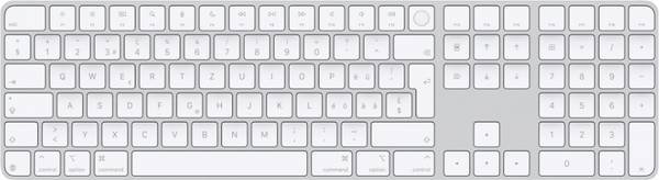 Apple Apple Magic Keyboard mit Touch ID Bluetooth 3.0 Tastatur, CH, Silber Bluetooth® Tastatur Schweiz, QWERTZ, Mac Weiß Multimediatasten, Fingerabdruckleser
