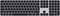 Schwarze Computertastatur mit Ziffernblock, QWERTZ-Layout.
