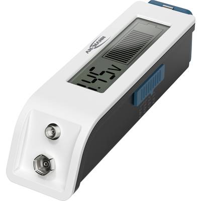 Digitales Voltmeter mit LCD-Anzeige, zeigt '4.56V', kompakte Größe, weißes Gehäuse, blau-graue Akzente, geeignet für Spannungsmessung.