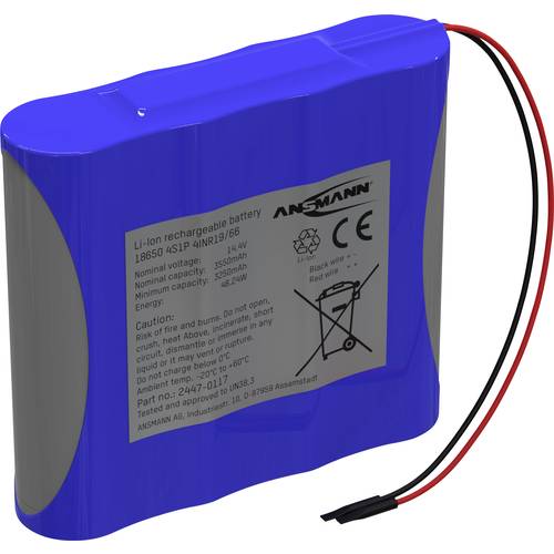 Ansmann 4S1P Akkupack 4x 18650 Kabel Li-Ion 14.4 V 3350 mAh