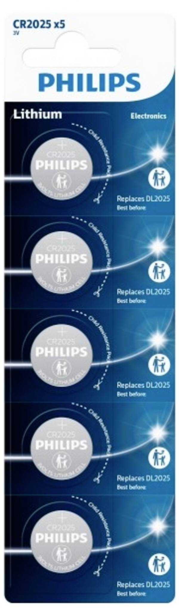 Philips Knopfzelle CR2025 3 V 5 St.  Lithium Minicells
