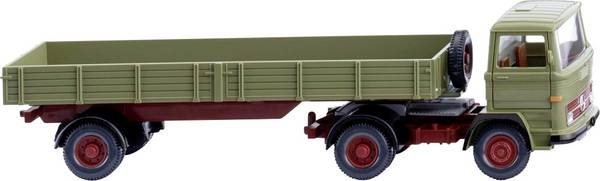Wiking 051003 H0 LKW Modell Mercedes Benz Pritschensattelzug, schilfgrün