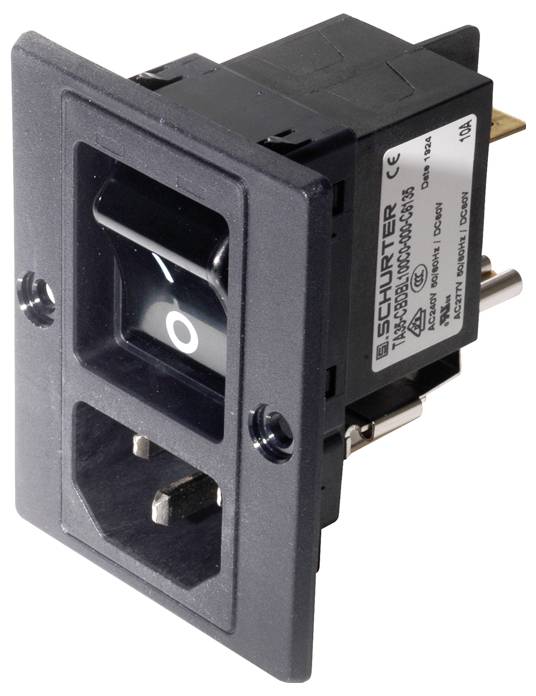 Schurter 3-108-463 Kaltgeräte-Steckverbinder Stecker, gerade Gesamtpolzahl: 3 10 mA Schwarz 1 St.