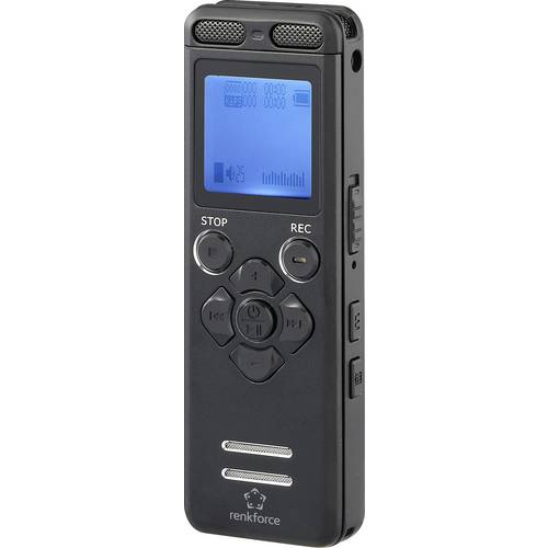 Renkforce RF-DVR-E36 Digitales Diktiergerät Aufzeichnungsdauer (max.) 25 h Schwarz Geräuschunterdrückung