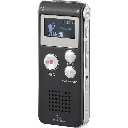 Renkforce RF-DVR-L169 Digitales Diktiergerät Aufzeichnungsdauer (max.) 25 h Schwarz Geräuschunterdrückung