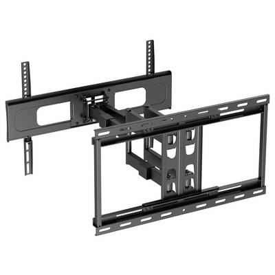 Wandhalterung für Fernseher mit schwenkbaren Armen, kompatibel mit verschiedenen TV-Größen, aus schwarzem Metall.