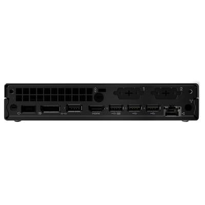 Rückseite eines elektronischen Geräts mit verschiedenen Anschlüssen, darunter HDMI, USB, Ethernet und Audioanschlüsse.