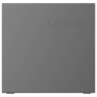 'Lenovo' Logo, in das eine glatte, graue Oberfläche eingeprägt ist und ein Produktdesign darstellt, das minimalistische und moderne Ästhetik veranschaulicht.