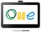 Ein Tablet mit dem Wort 'One' in farbenfrohen Buchstaben. Ein digitaler Stift liegt davor.