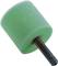 Grüner Schaumstoffzylinder auf einem Metallstab, vermutlich als Polier- oder Schleifaufsatz für Bohrmaschinen oder Schrauber.