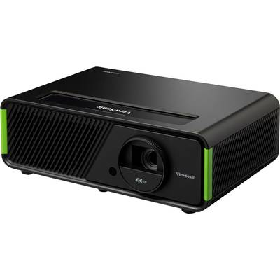 Ein schwarzer Projektor von ViewSonic mit "4K" auf der Vorderseite, geeignet für hochauflösende Projektionen.