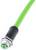 Grünes Kabel mit silbernem Stecker, geeignet für industrielle Anwendungen.