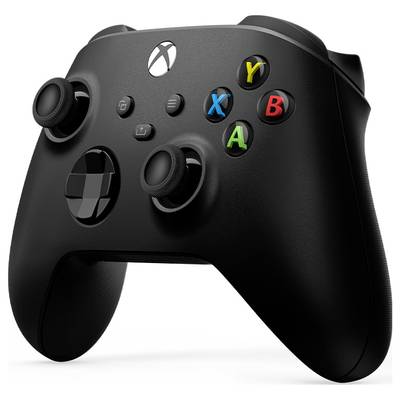 Ein schwarzer Gaming-Controller mit bunten Tasten (X, Y, A, B) und zwei Joysticks, typischerweise für eine Spielkonsole verwendet.