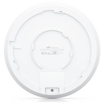 Rückseite eines runden WLAN-Access-Points mit Etikett und technischen Informationen in der Mitte.