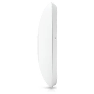 Ein weißer, runder WLAN-Access-Point mit blau leuchtendem Ring und einem Logo in der Mitte, erleichtert den Internetzugang.
