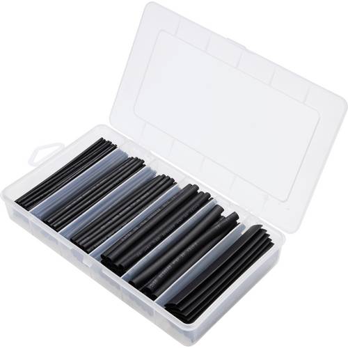 TRU COMPONENTS TC-13388832 Schrumpfschlauchsortiment Schwarz Schrumpfrate:2:1 160 St.