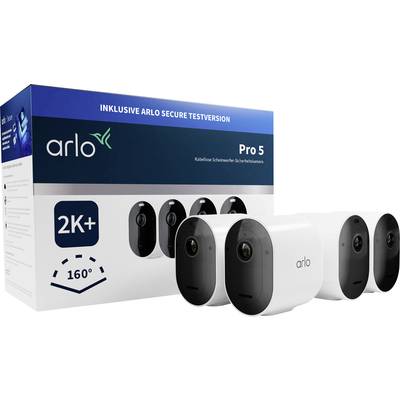 ARLO Pro 5 2K+ Überwachungskamera außen, 4er Set, IP-Sicherheitskamera, Innen & Außen, Verkabelt & Kabellos, Decke/Wan