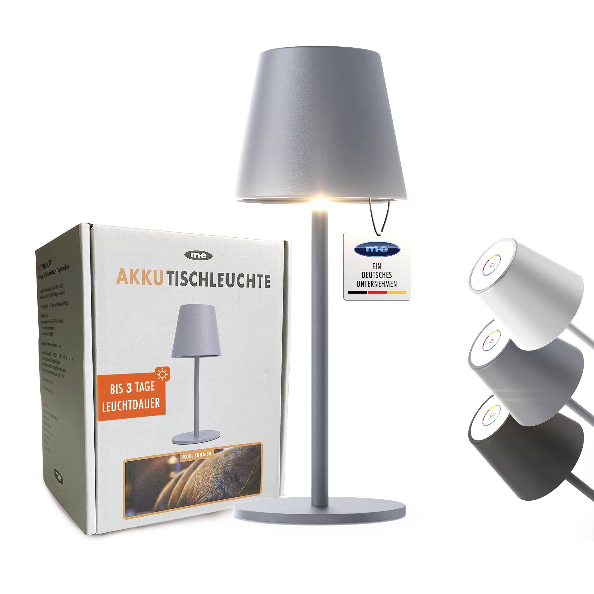 m-e modern-electronics LUNA-80 W 41434 Akku-Tischlampe LED LED fest eingebaut 3 W Weiß-7