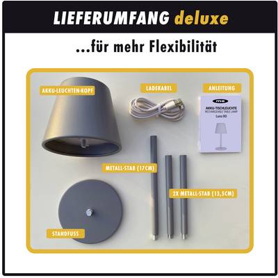 m-e modern-electronics LUNA-80 W 41434 Akku-Tischlampe LED LED fest eingebaut 3 W Weiß-9