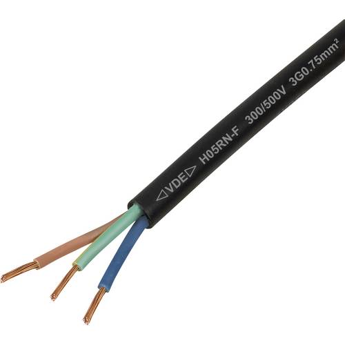Thumbnail - TRU COMPONENTS TC-13389184 Gummischlauchleitung H05RN-F 3 G 0.75 mm² Schwarz 100 m
