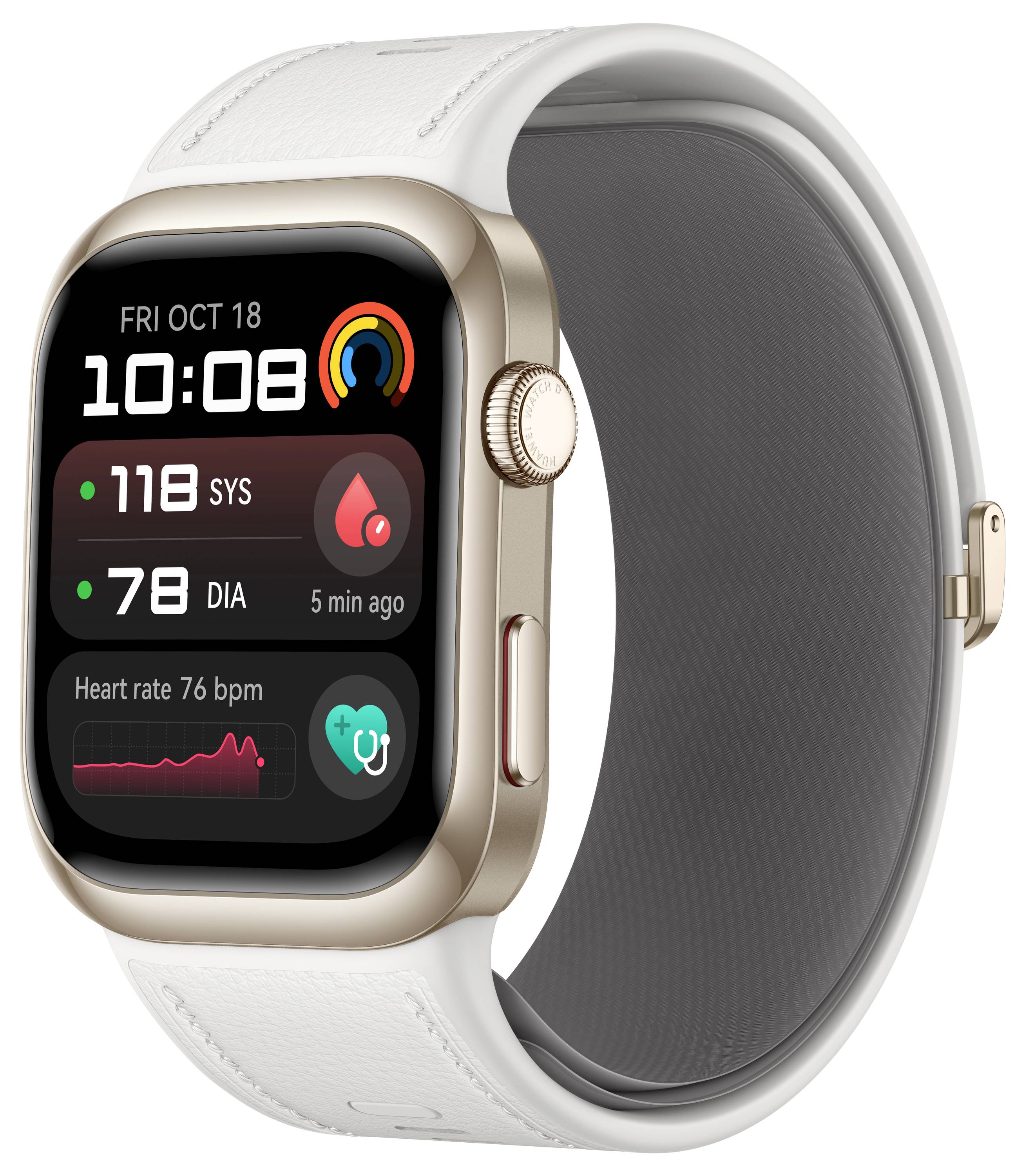 Huawei Watch D2 - Gold-Aluminiumlegierung - intelligente Uhr mit Riemen - weiß - Größe: 161-210 mm - Anzeige 4.6 cm-1