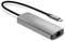 Ein silberner USB-C auf Ethernet-Adapter mit schwarzem Kabel und Ethernet-Anschluss für kabelgebundene Netzwerke.