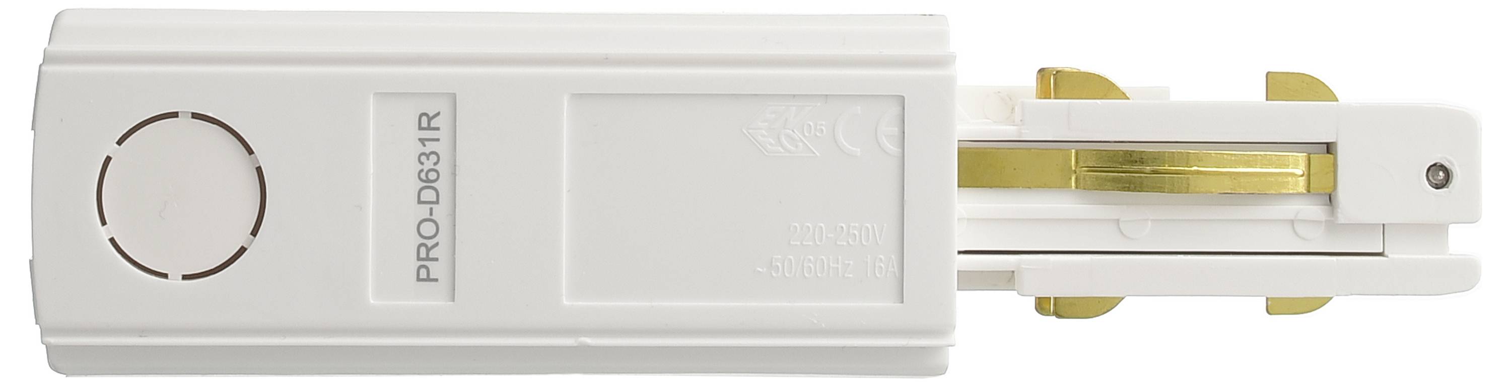 Elektrischer Sicherungsautomat PRO-D631R in weiß mit seitlichen Anschlüssen aus Messing, eignet sich zur Steuerung elektrischer Stromkreise.