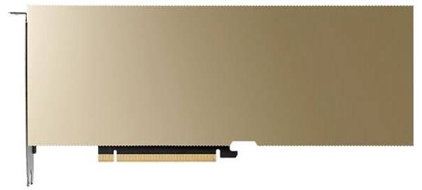 Kompakte Ansicht einer hochwertigen Grafikkarte mit goldenem Kühlkörper; für Hochleistungs-Computing in Servern geeignet.